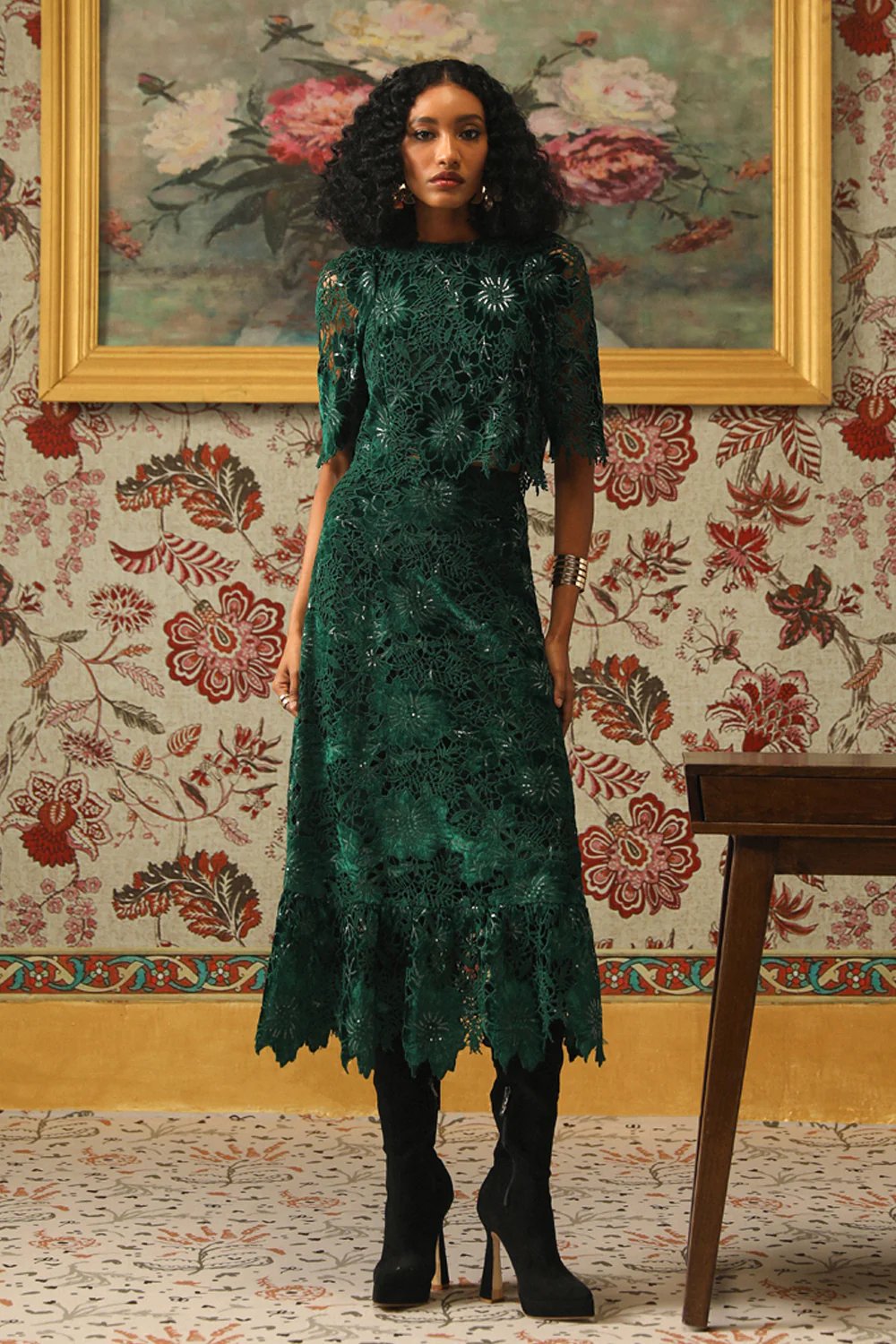 Glimmering Cutwork Applique Skirt