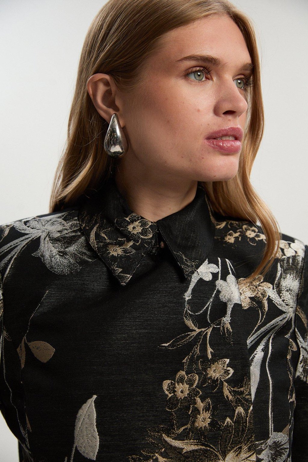 Floral Jacquard Tailored Jacket