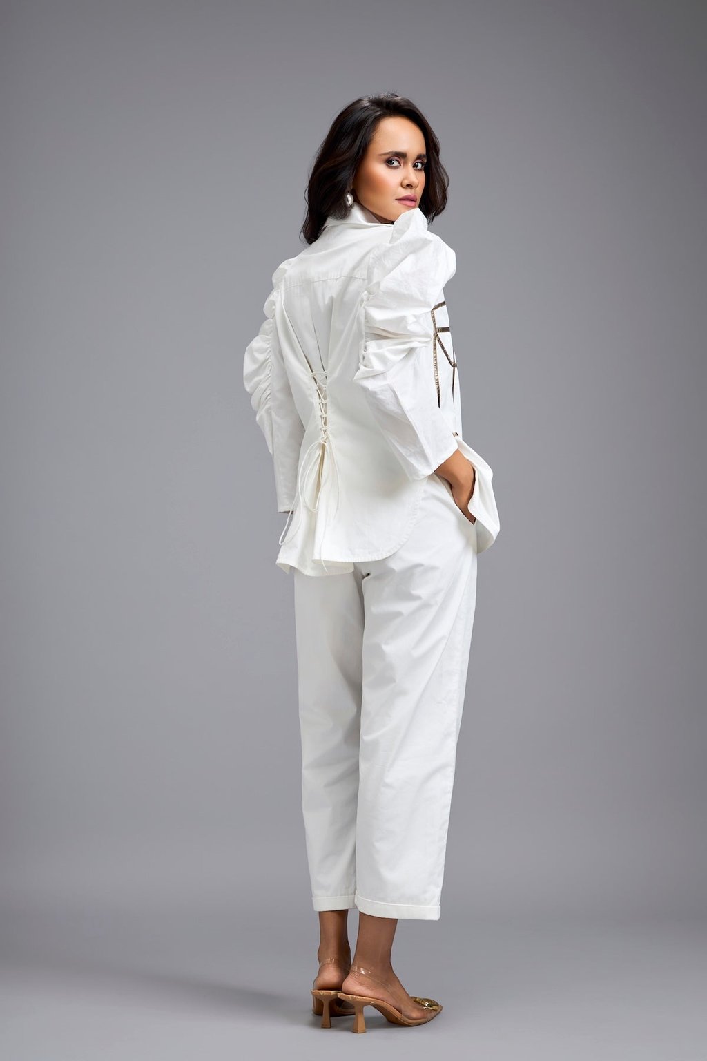 White Puff-Sleeve Corset Co-Ord Set