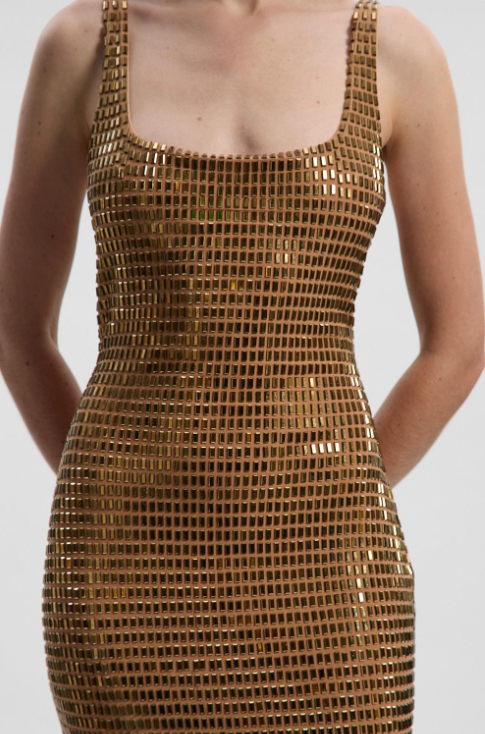 Premium Crystal Embellished Jersey Midi Dress