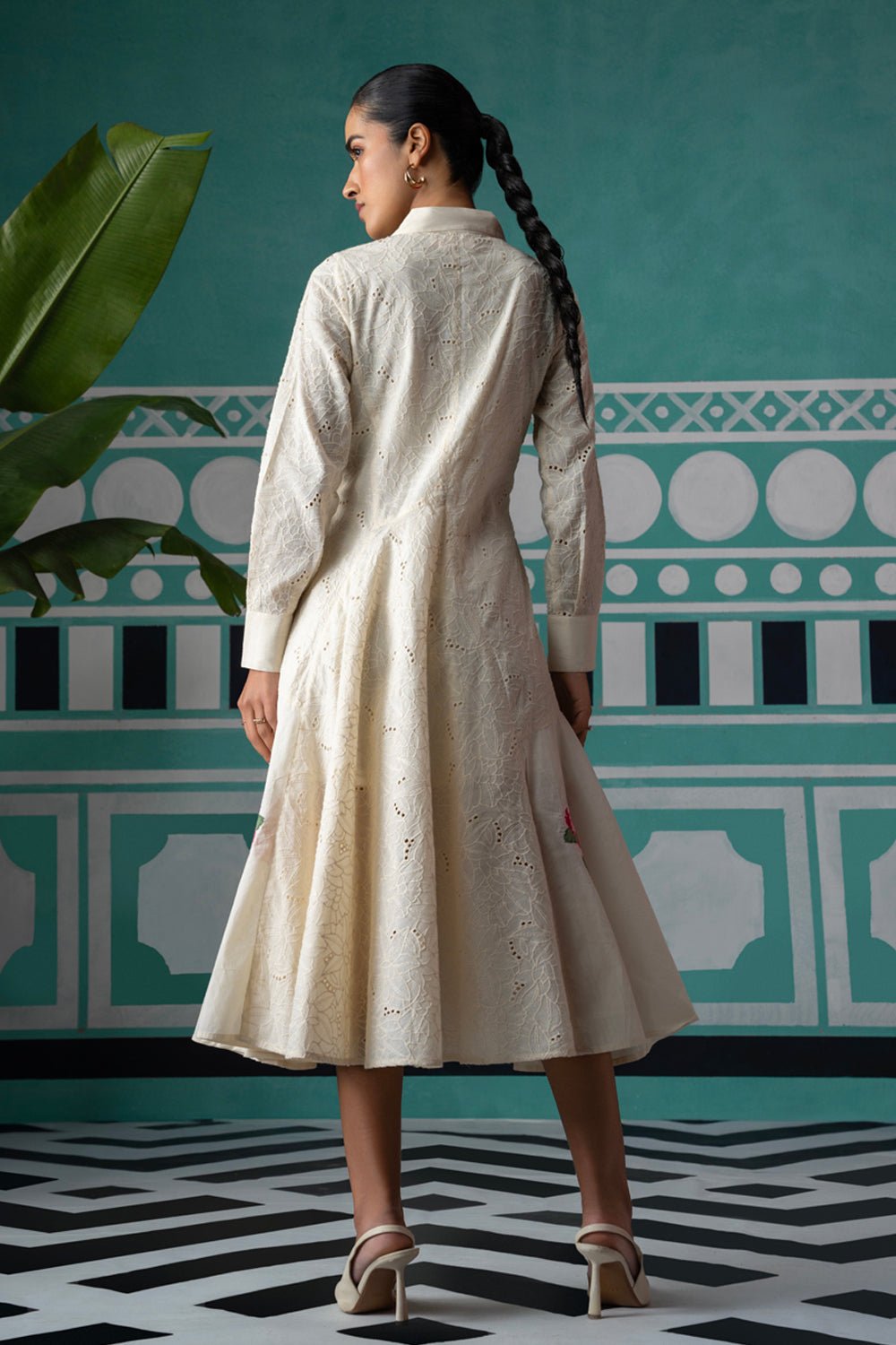 Cross Stitch Embroidered Broderie Midi Dress