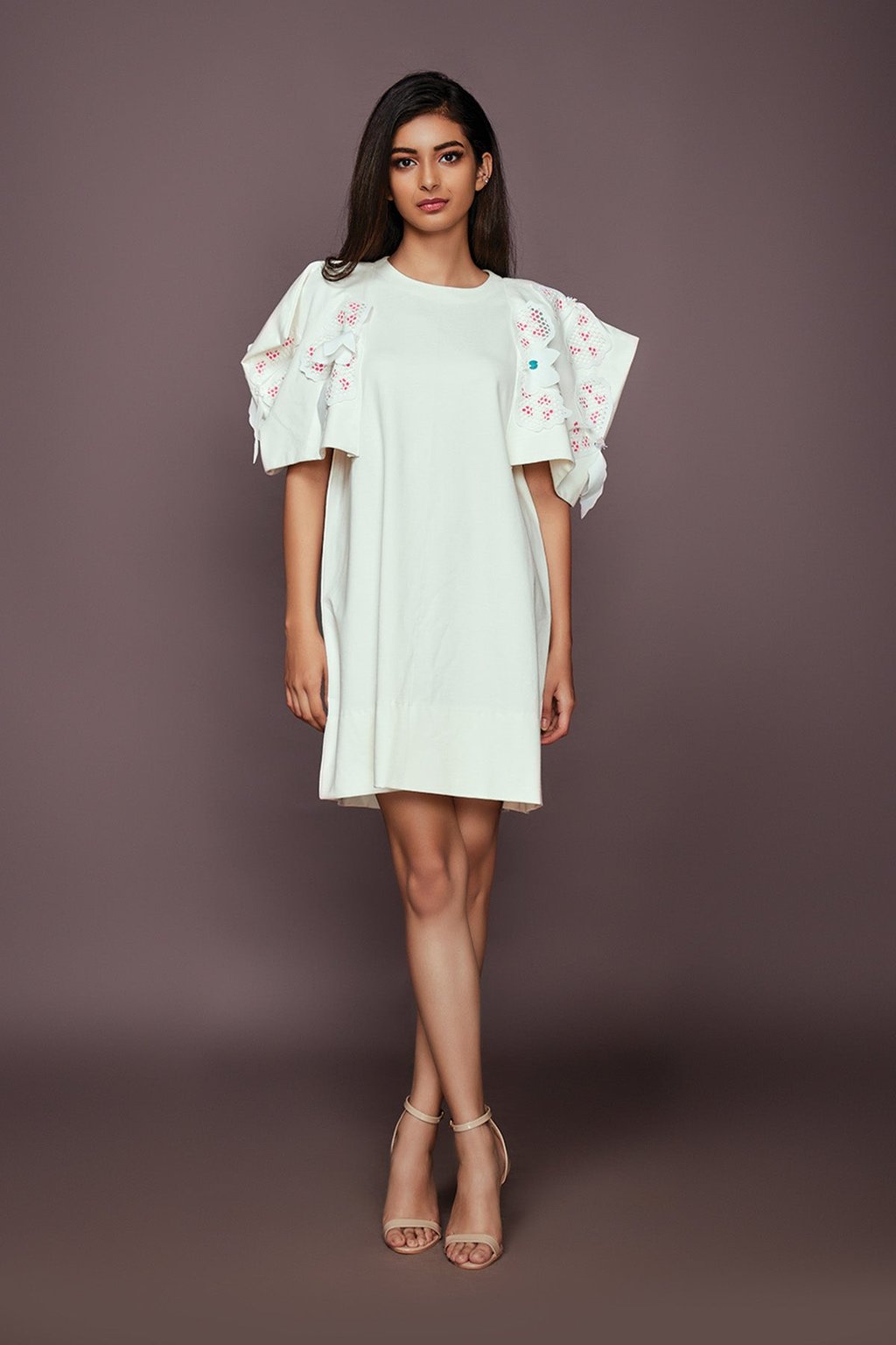 Dress with Cutwork Sleeves