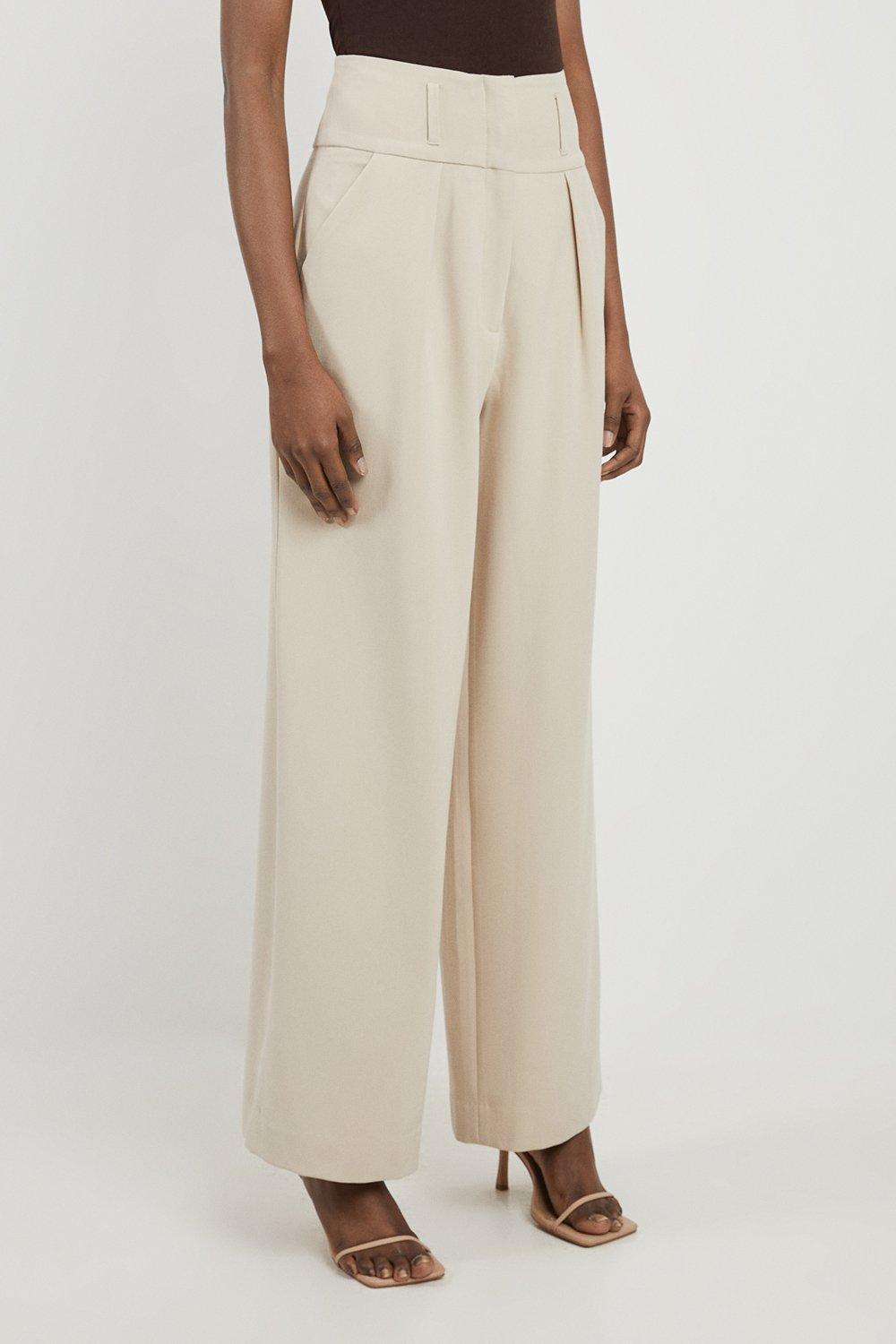 Tailored High Waisted Pleated Wide Leg Trousers