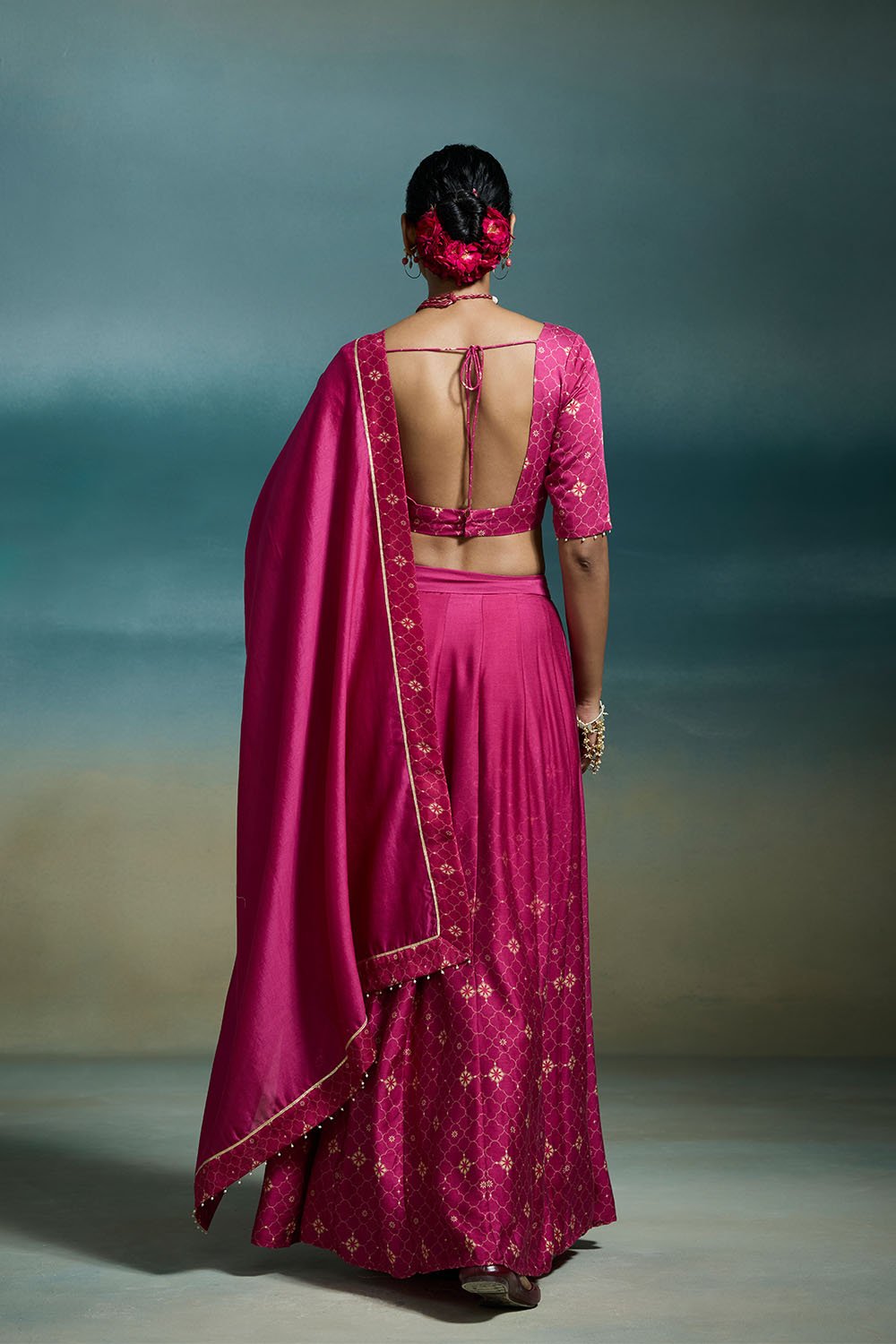 Hridaya Modal Satin Rani Pink Lehengas