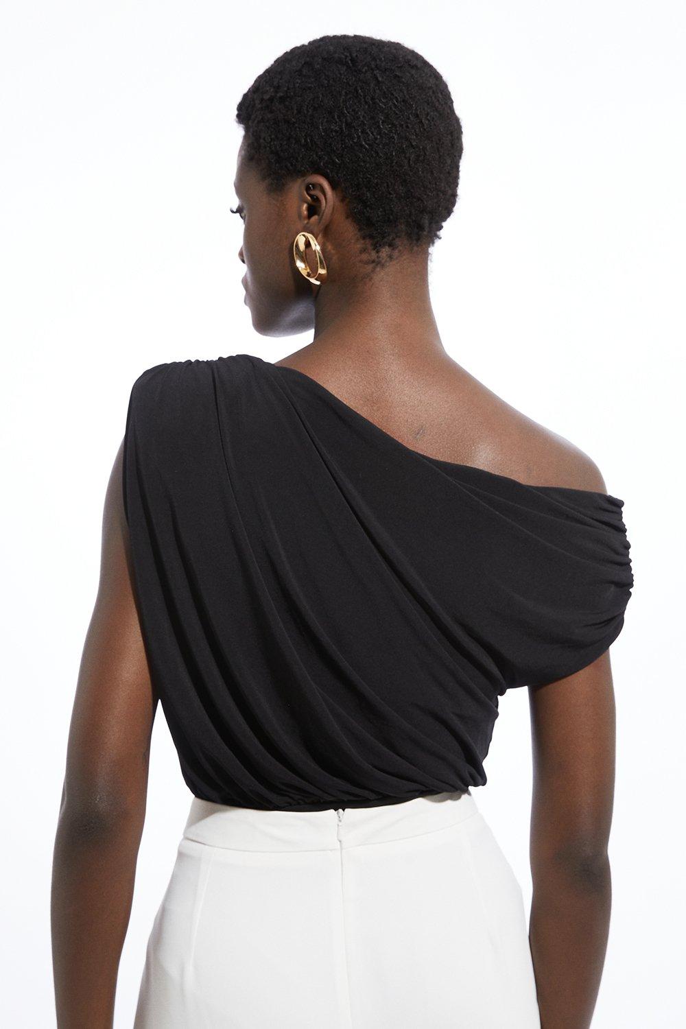 Jersey Crepe Asymmetric Bodysuit