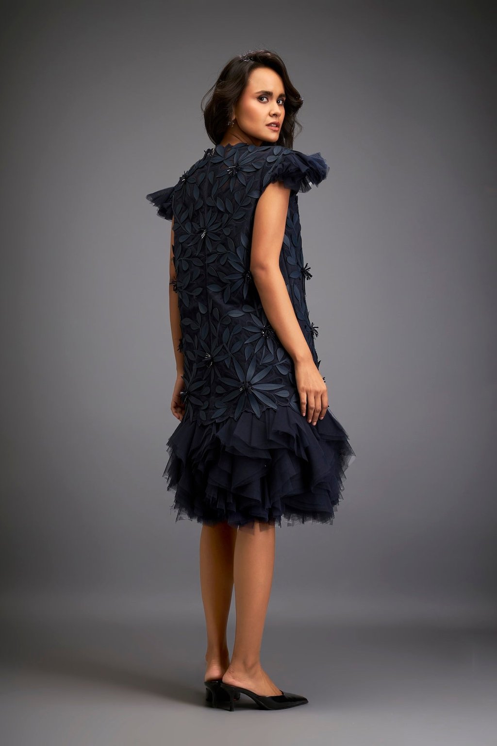 Short Floral Appliqu� Dress