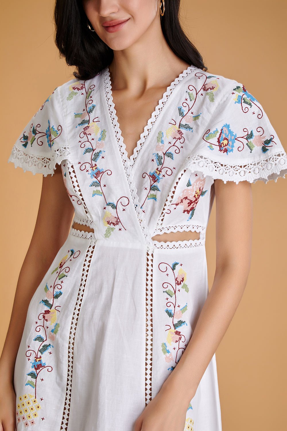 Pure Abundance Embroidered Midi Dress