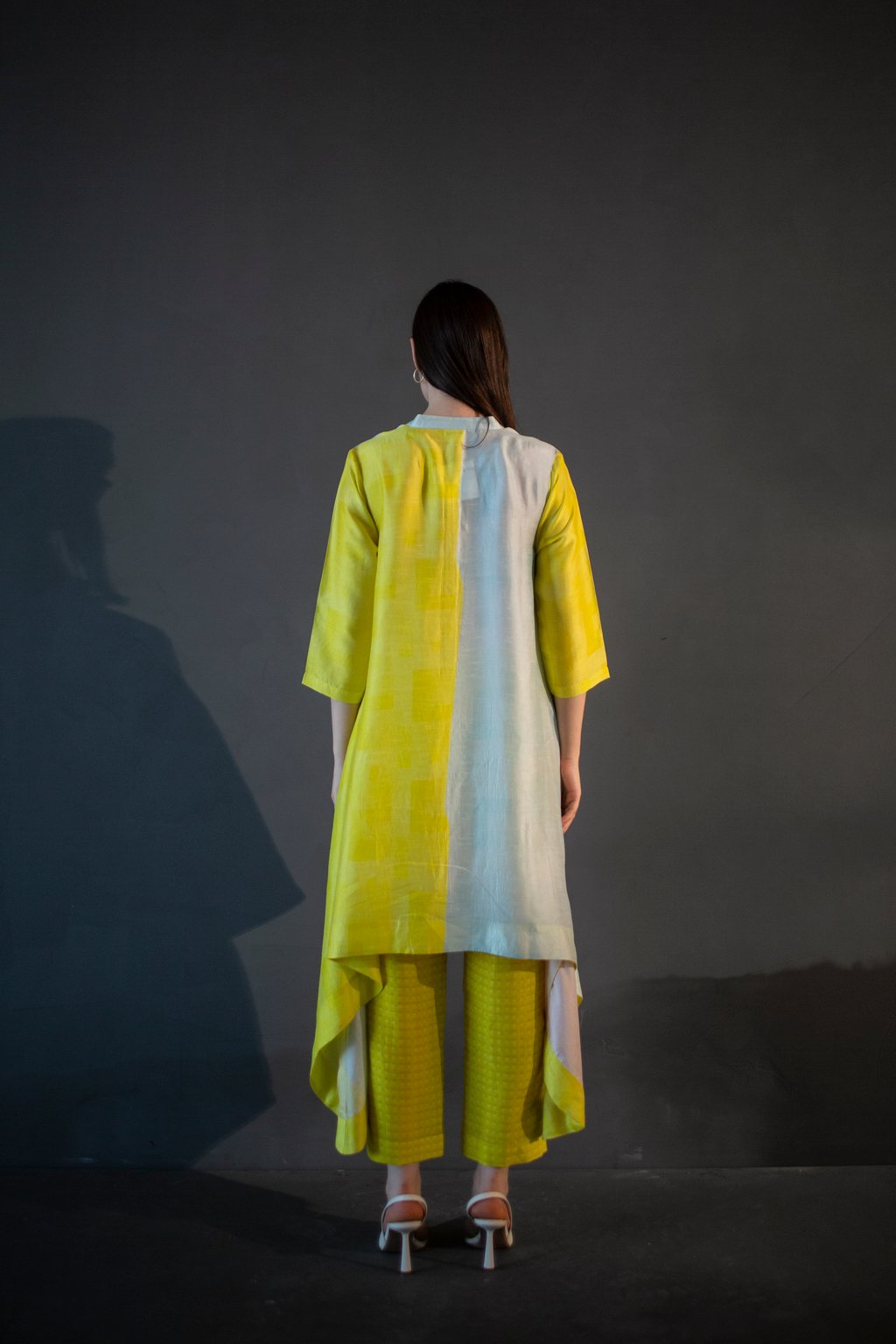 Deep Yellow Long Kaftan Tail Set