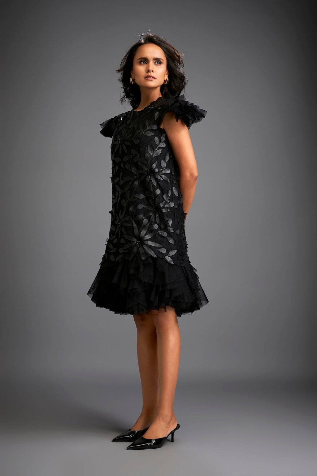 Short Floral Appliqu� Dress