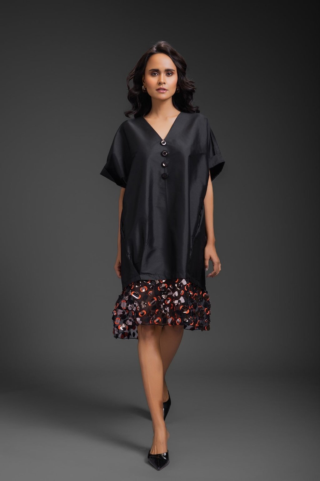 Dress with Neon Metallic Detail