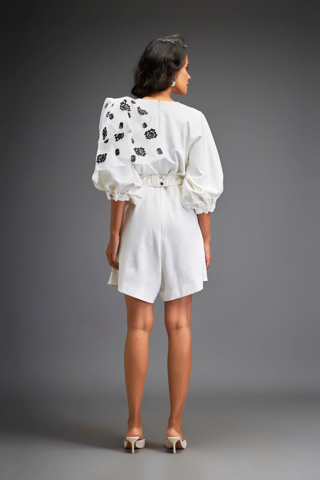 Playsuit with Applique Work on the Shoulder