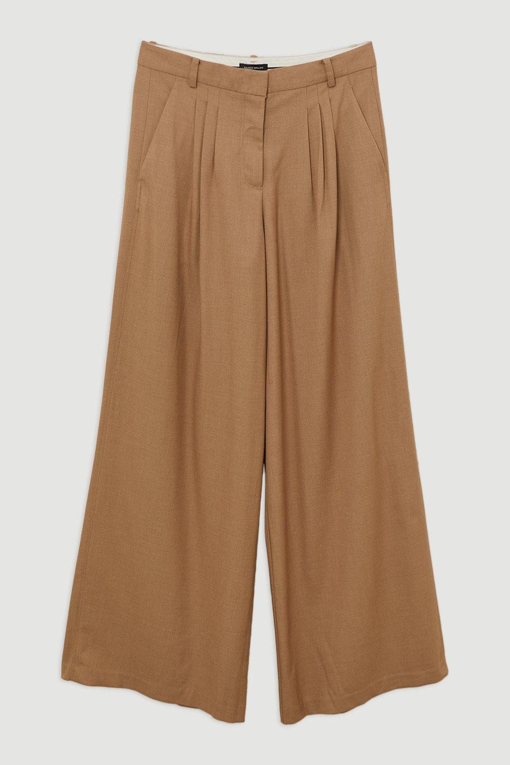 Tailored Wide Leg Darted Trousers