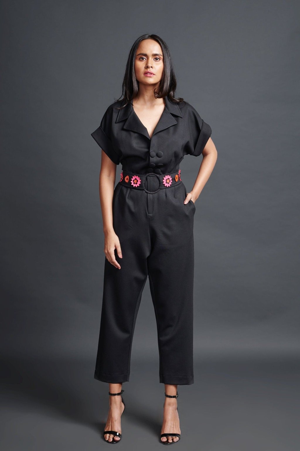 Collared Jumpsuit with Belt