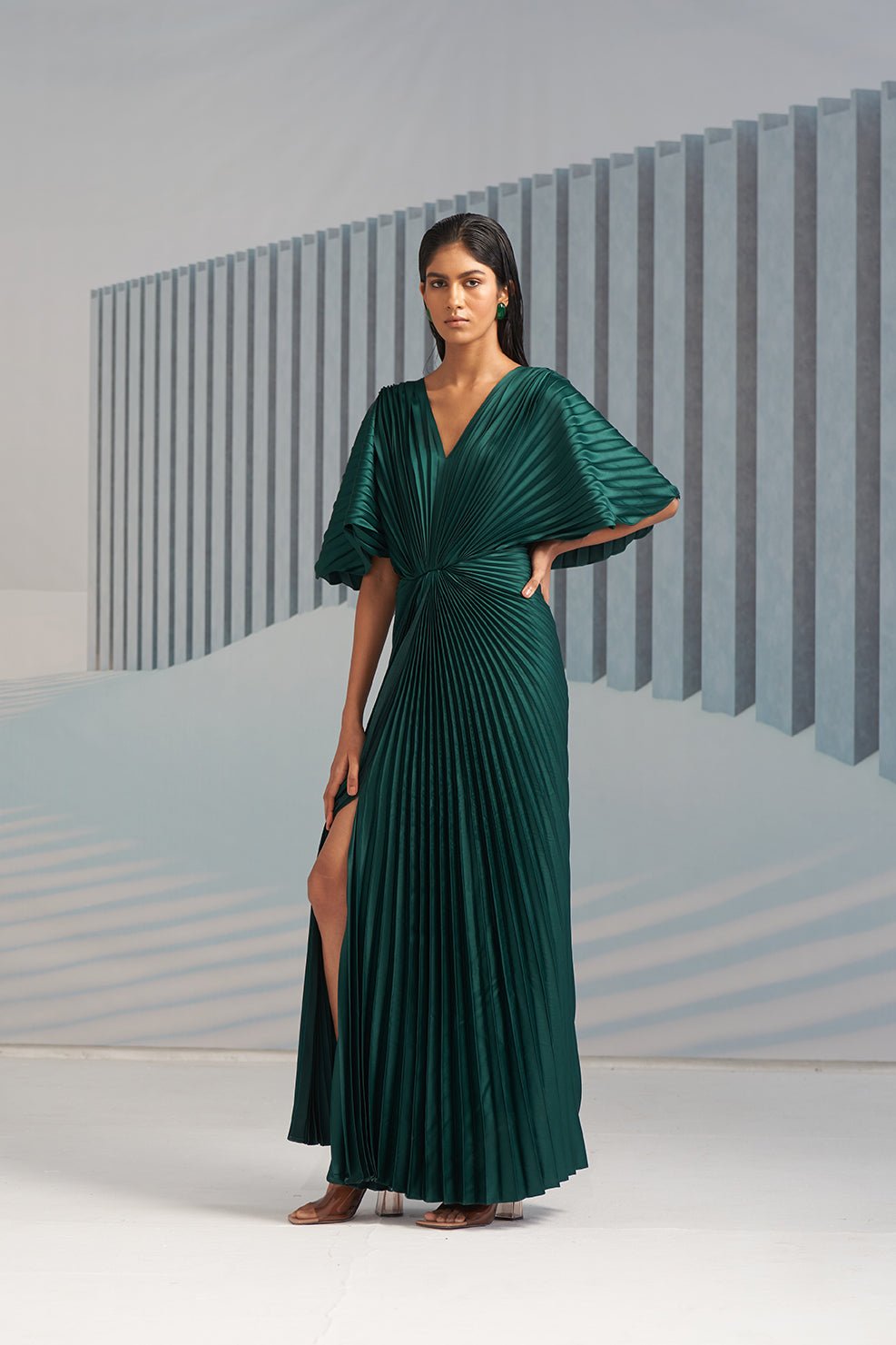 Pleated Winged Gown