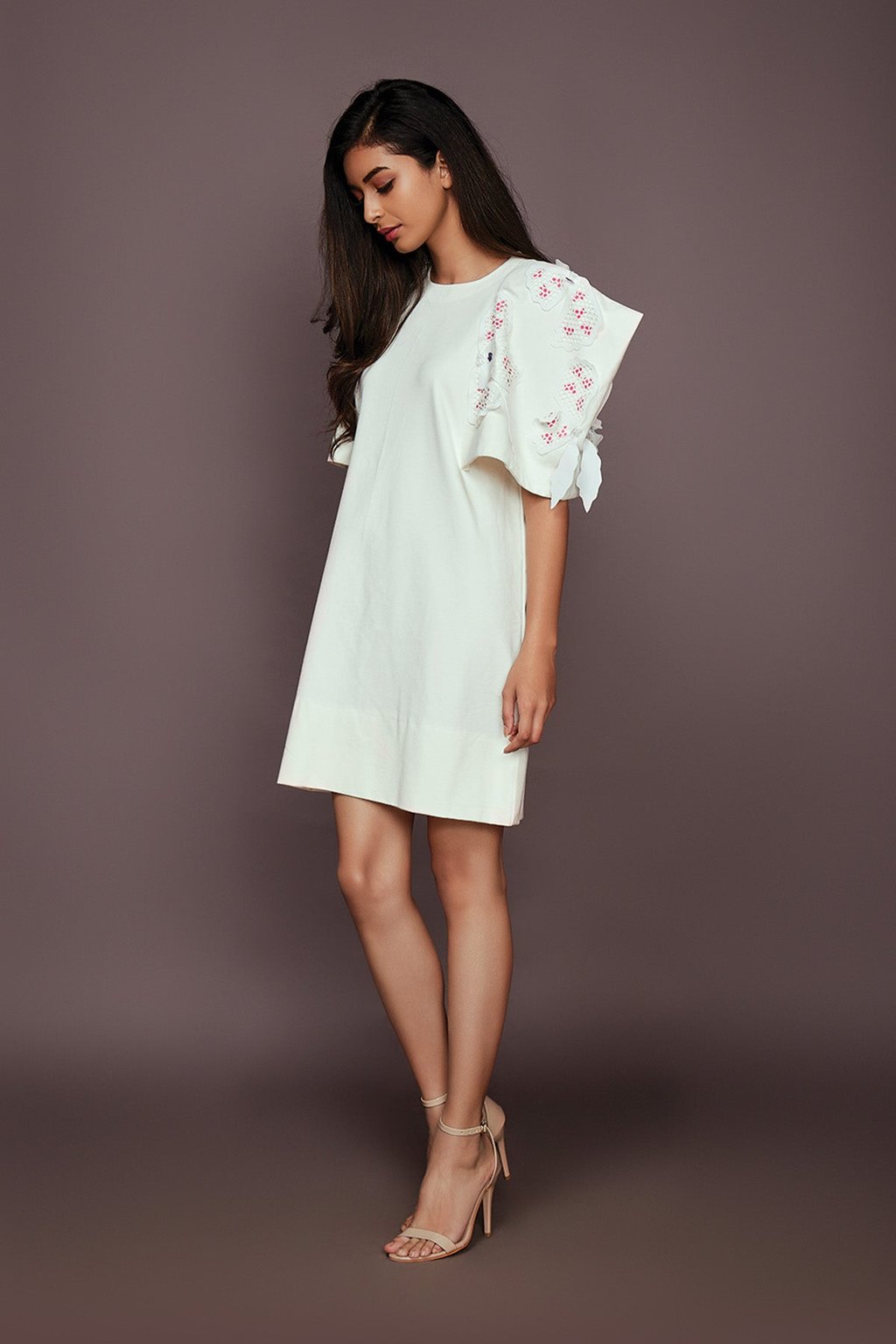 Dress with Cutwork Sleeves