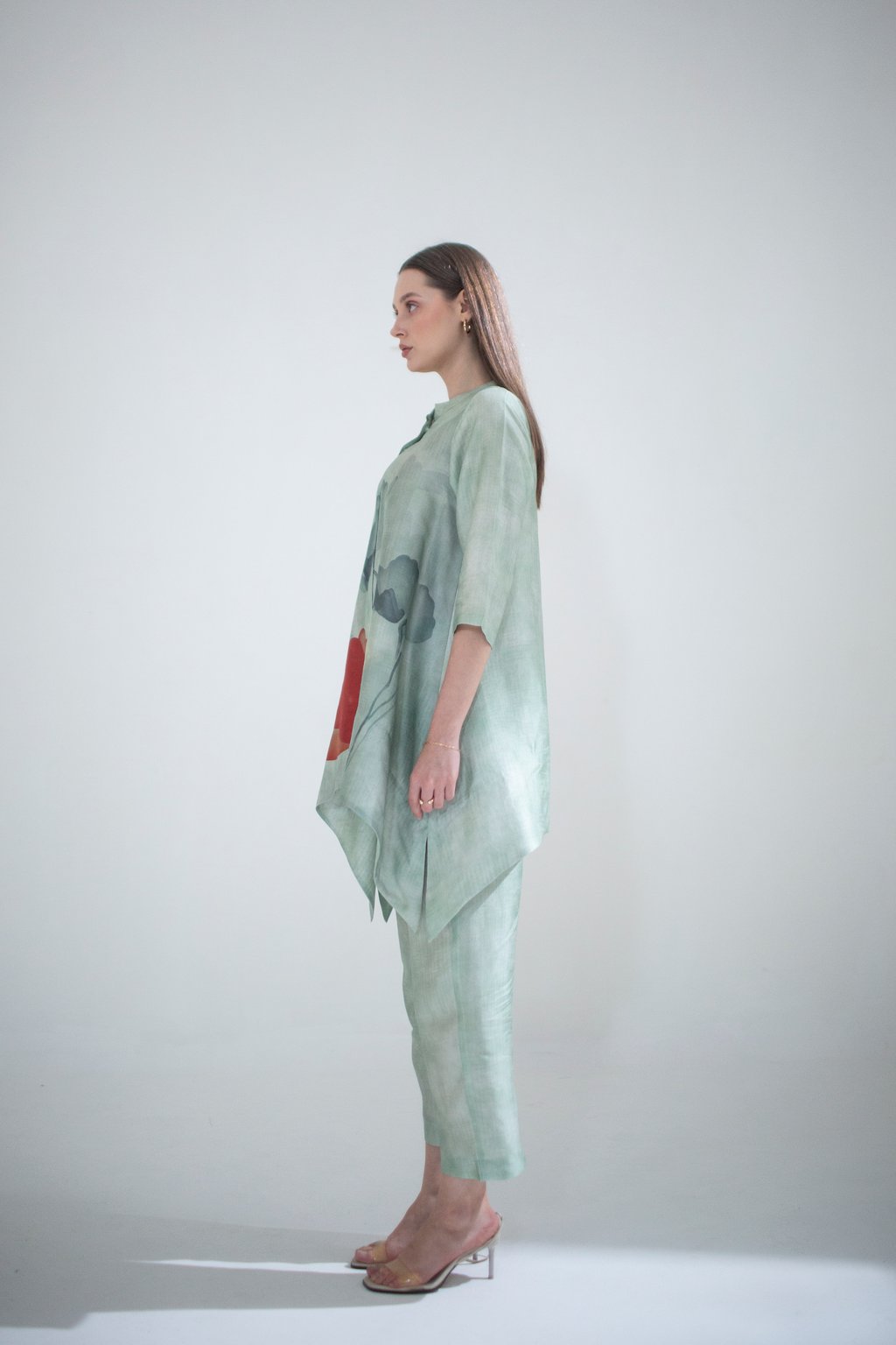 Light Green Short Kaftan Tail Set