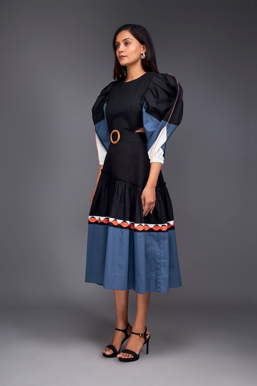 Colour Block Side Cutout Dress