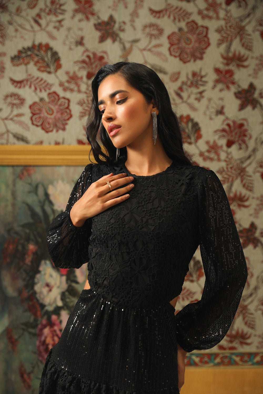 Mix and Match Sequin and Lace Dress