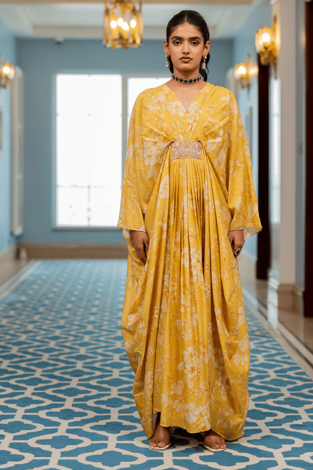 Hazel Kaftan - Yellow and Ivory