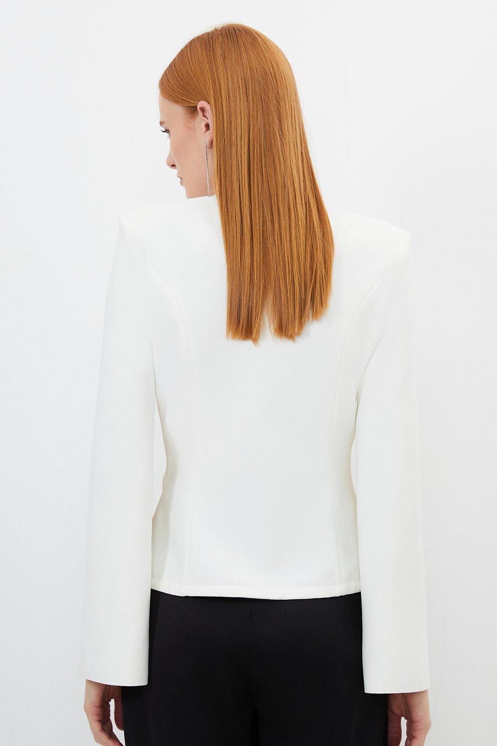 Bandage Form Fitting Cape Sleeve Embellished Jacket