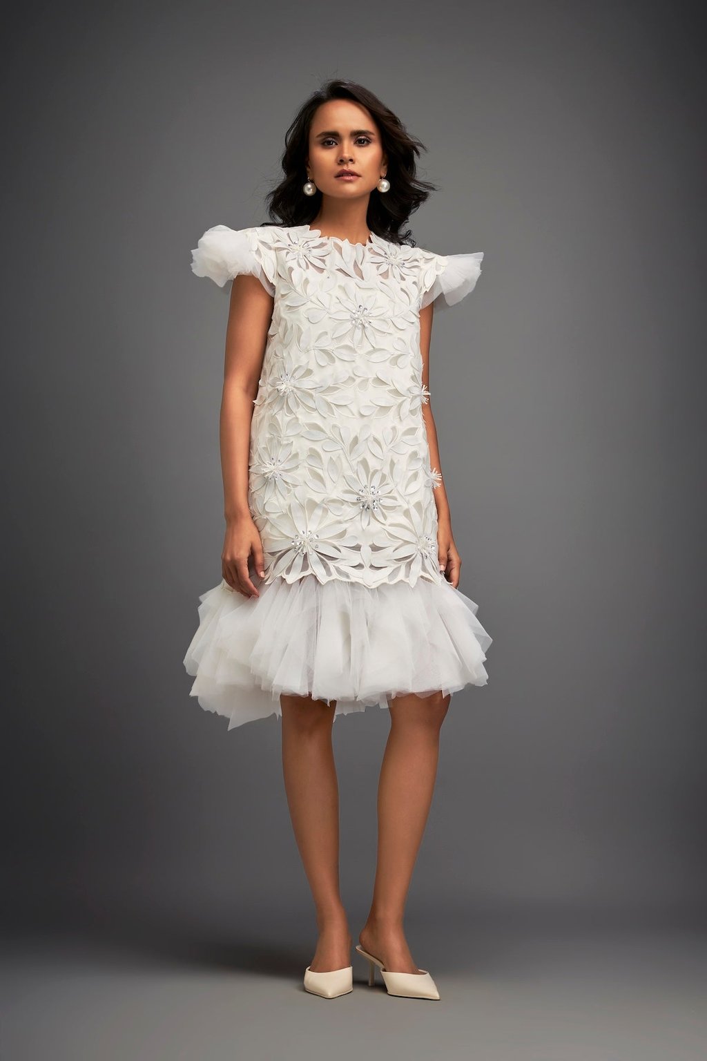 Short Floral Applique Dress