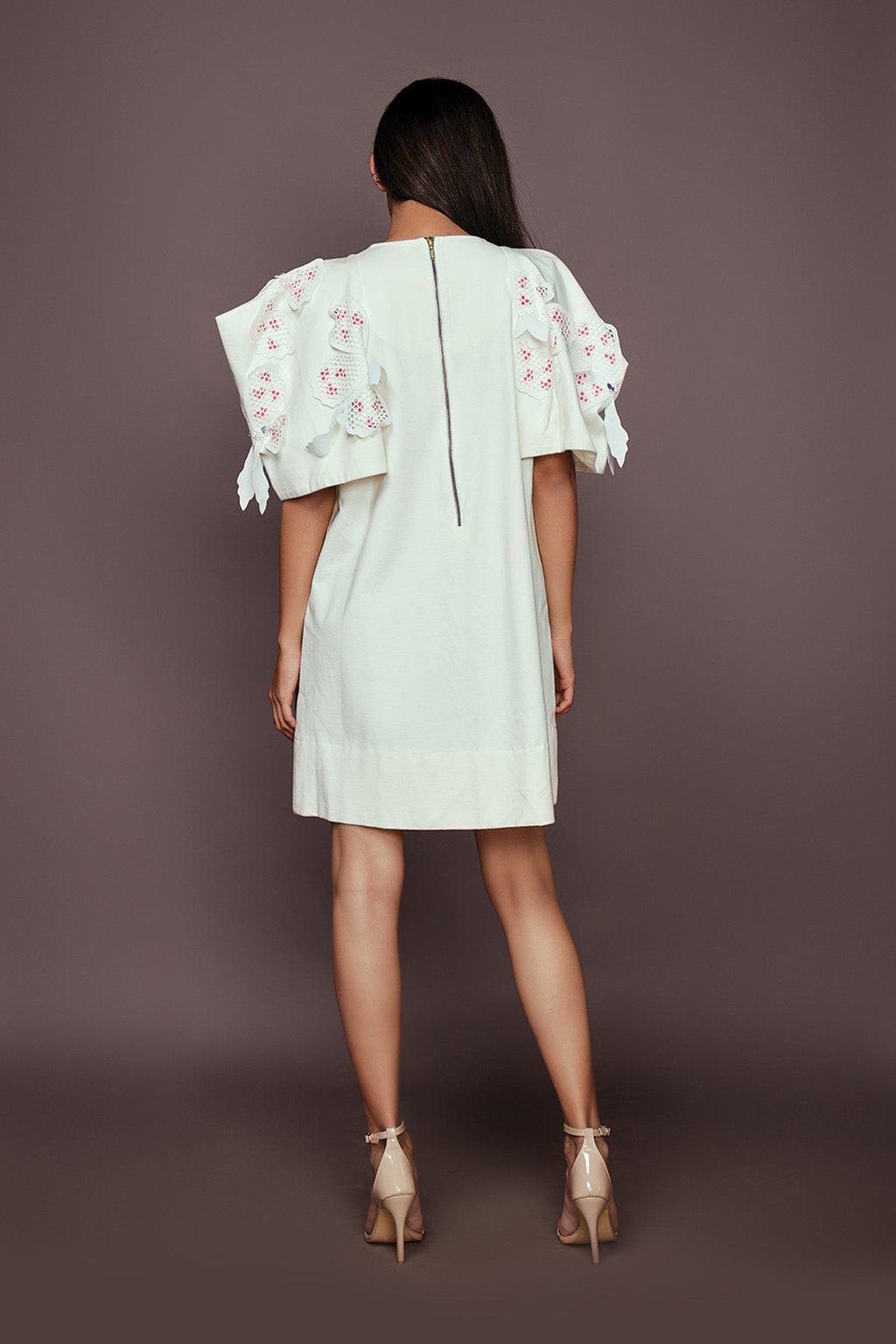 Dress with Cutwork Sleeves