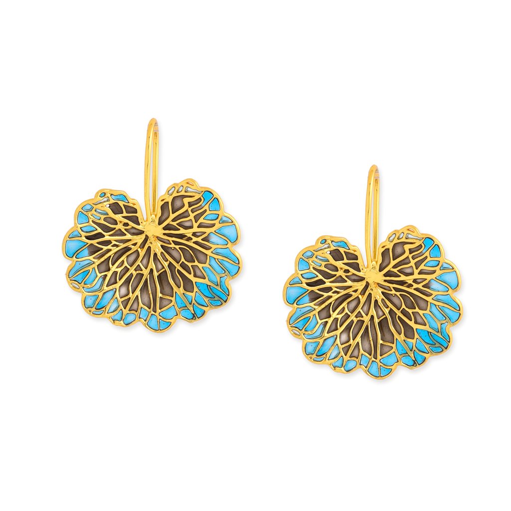Leaf Earrings - Cobalt & Black