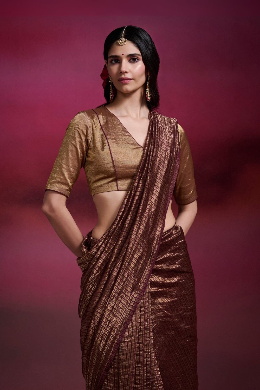 Plum Banarasi Silk Cotton Saree