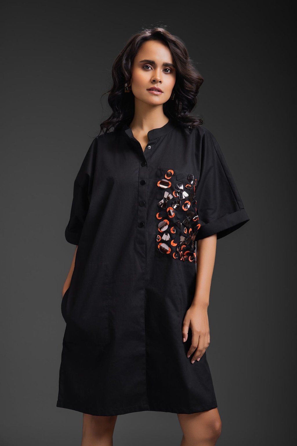 Relaxed Straight Fit Dress with Pocket