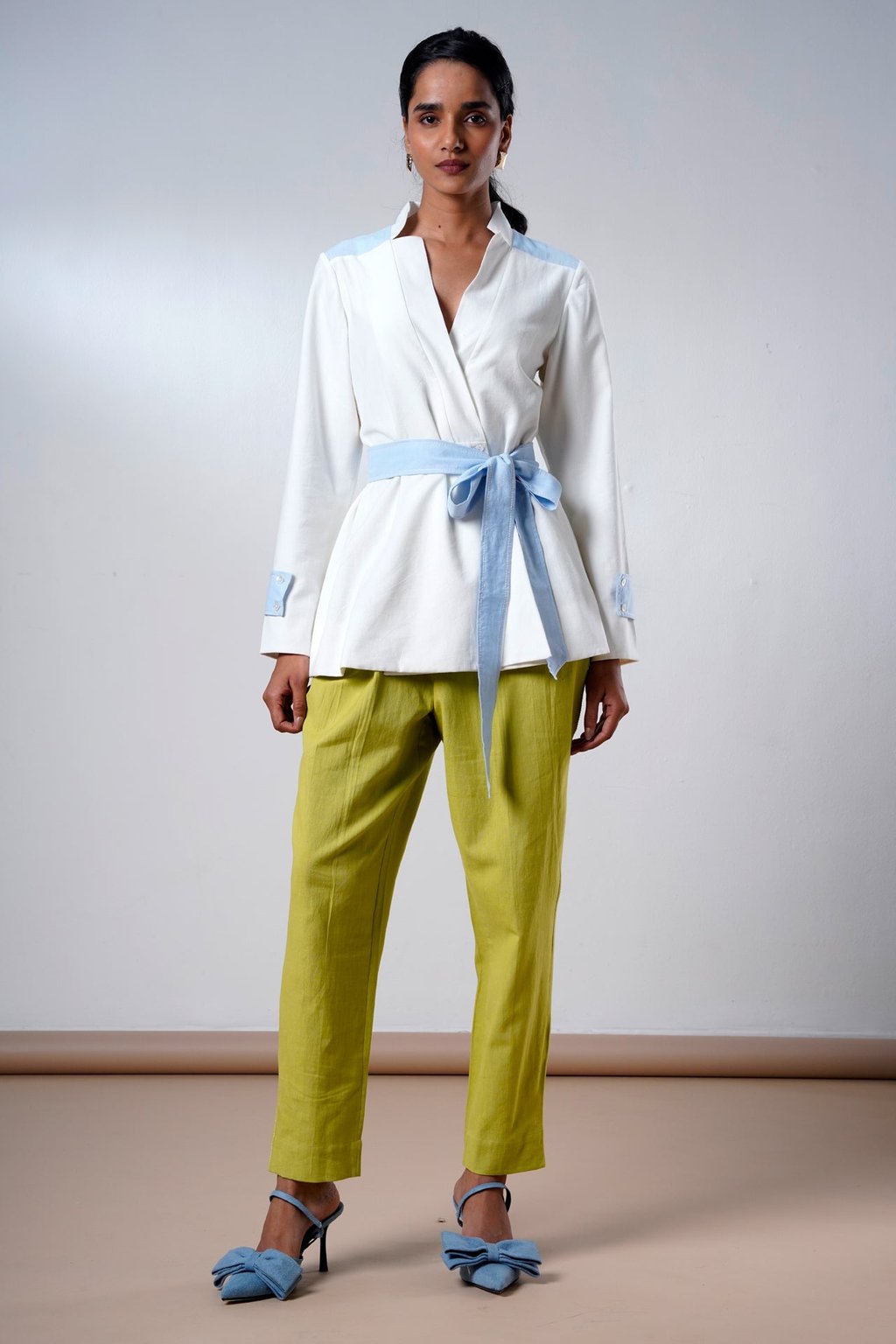 Taj – Serene Ice Top + Olive Pants