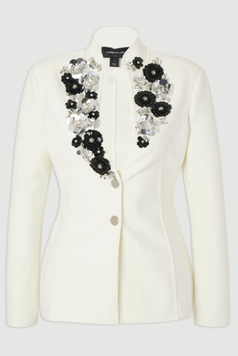 Embellished Figure Form Fitted Blazer Jacket