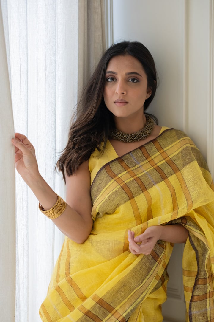 Marigold Linen Saree