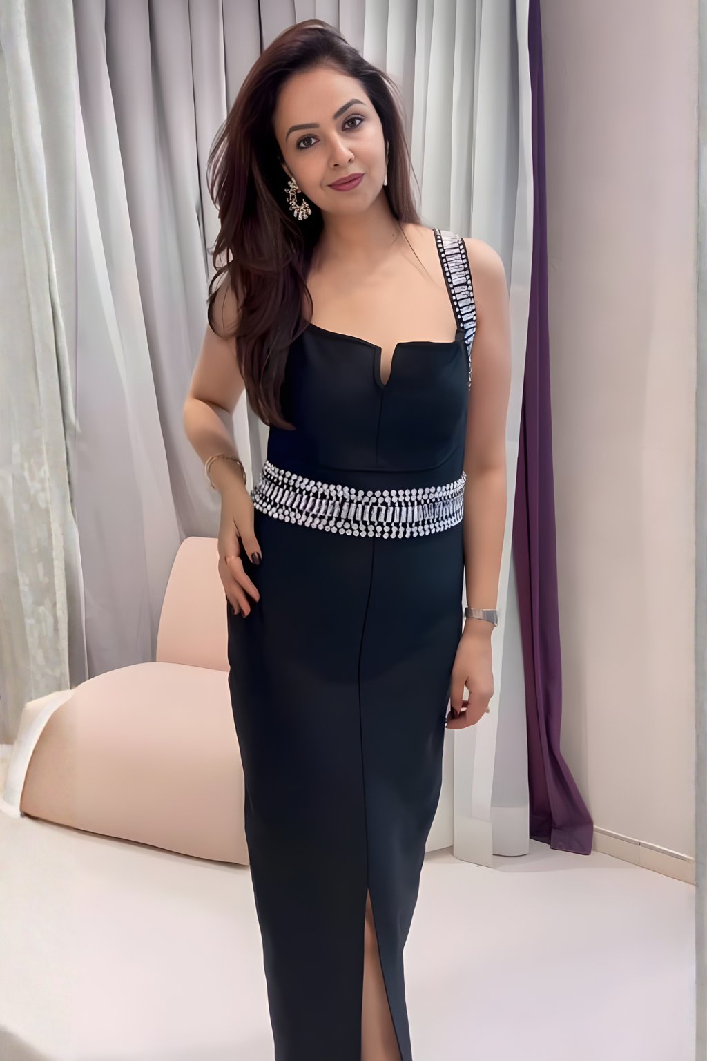 Bandage Figure Form Knit Embellished Maxi Dress