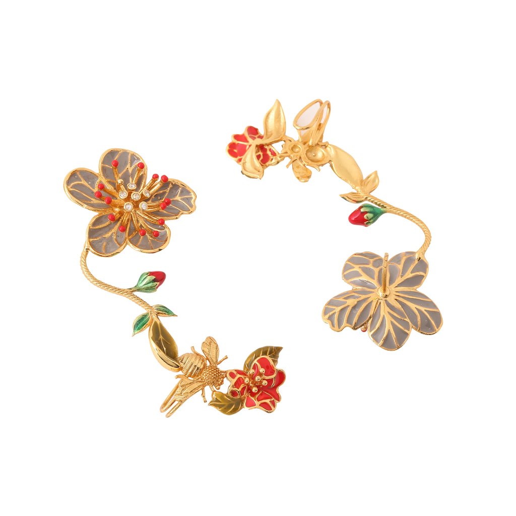 Oona Floral Ear Cuff - Grey