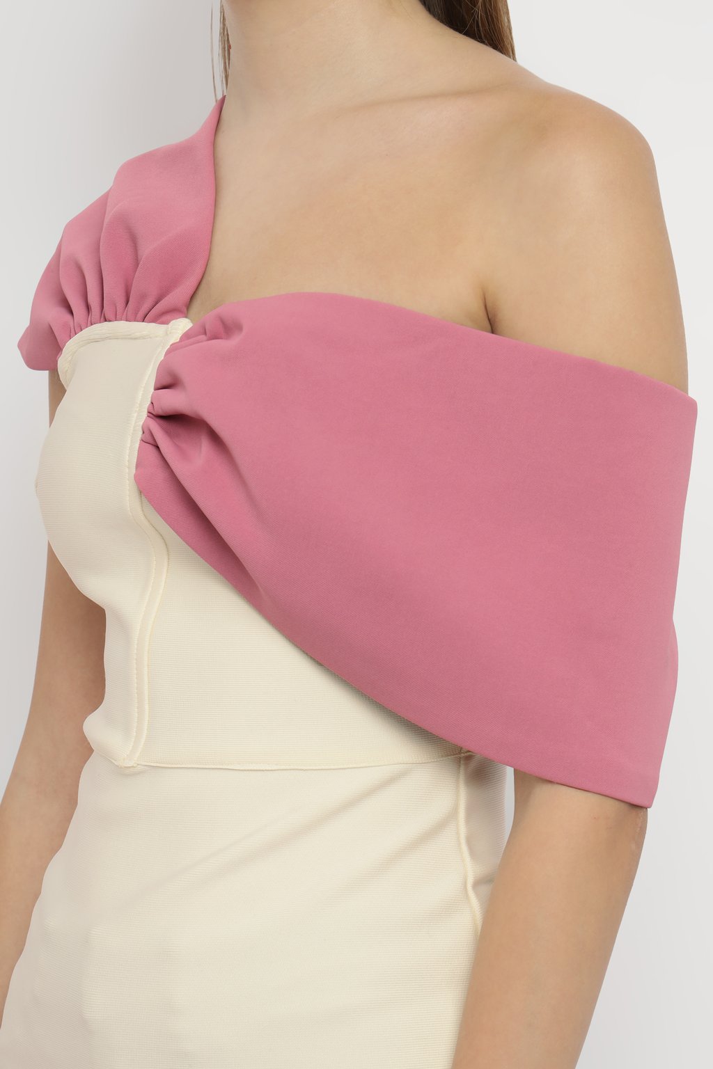 Figure Form Bandage Knit Asymmetric Strap Top