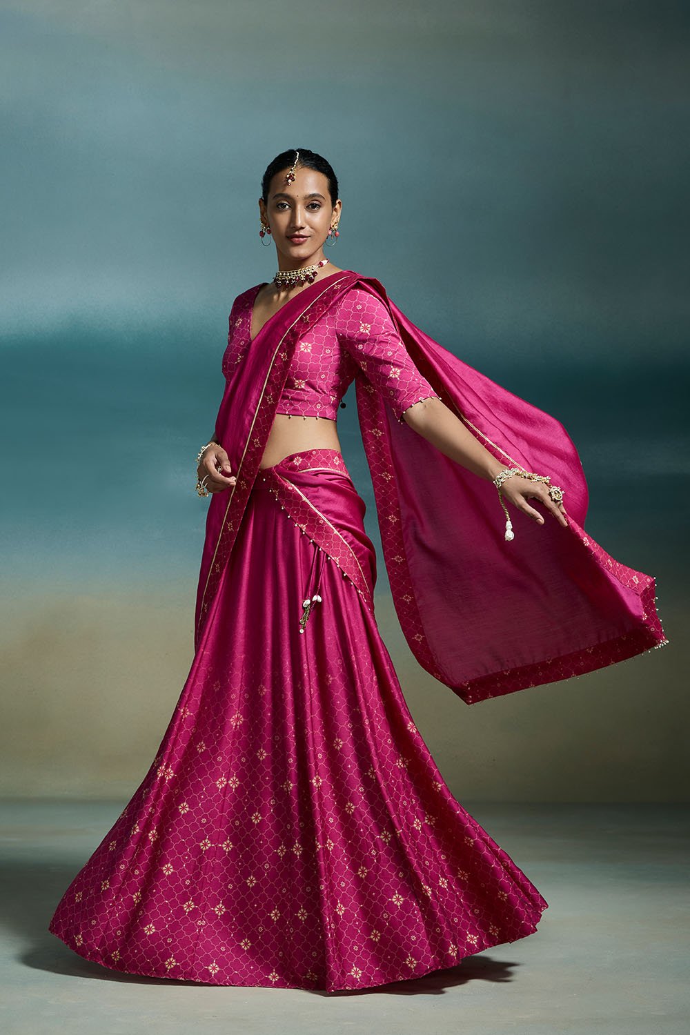 Hridaya Modal Satin Rani Pink Lehengas