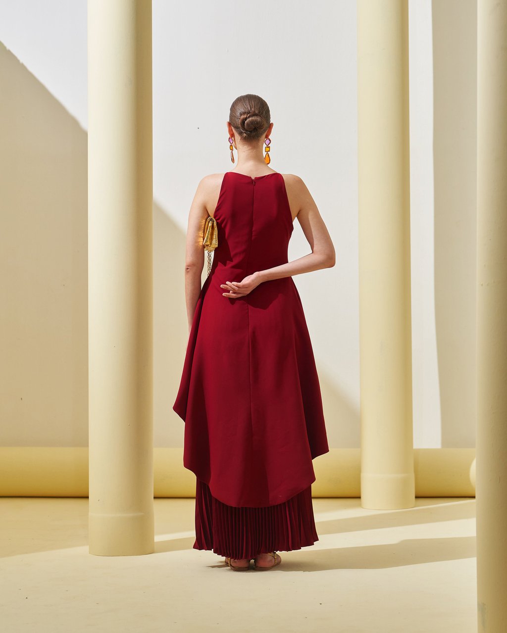 Peplum Pleated Gown