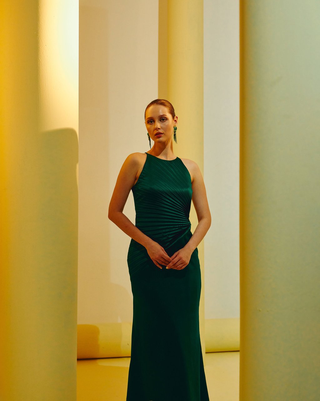 Pleated Drape Gown