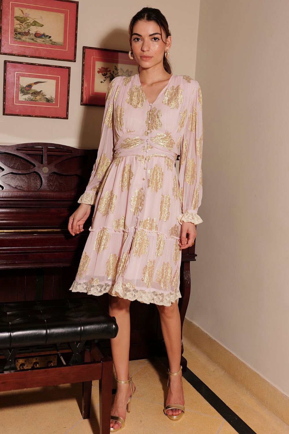 Metallic Roseate Dress
