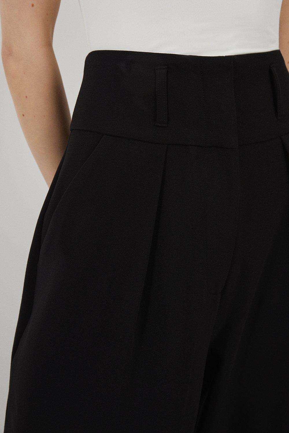 Tailored High Waisted Pleated Wide Leg Trousers