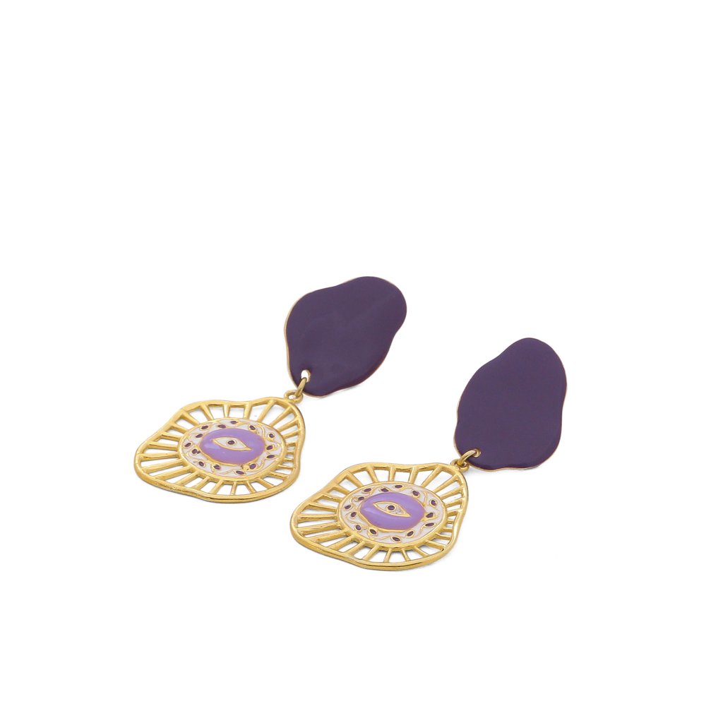 Evil Eye Earrings - Purple