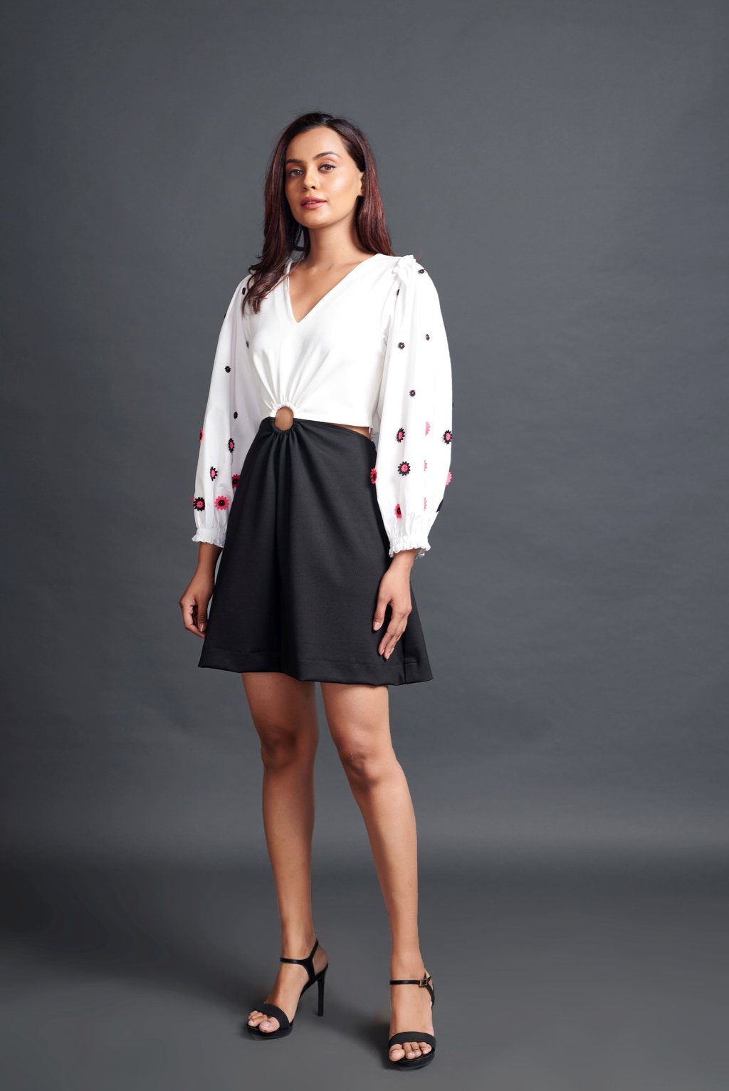 Cut Out Dress with Embroidery