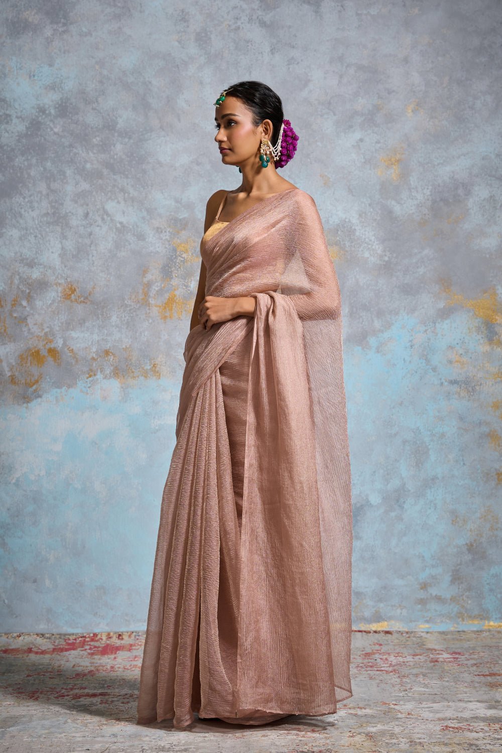 Tisya Tissue Pastel Peach Sarees