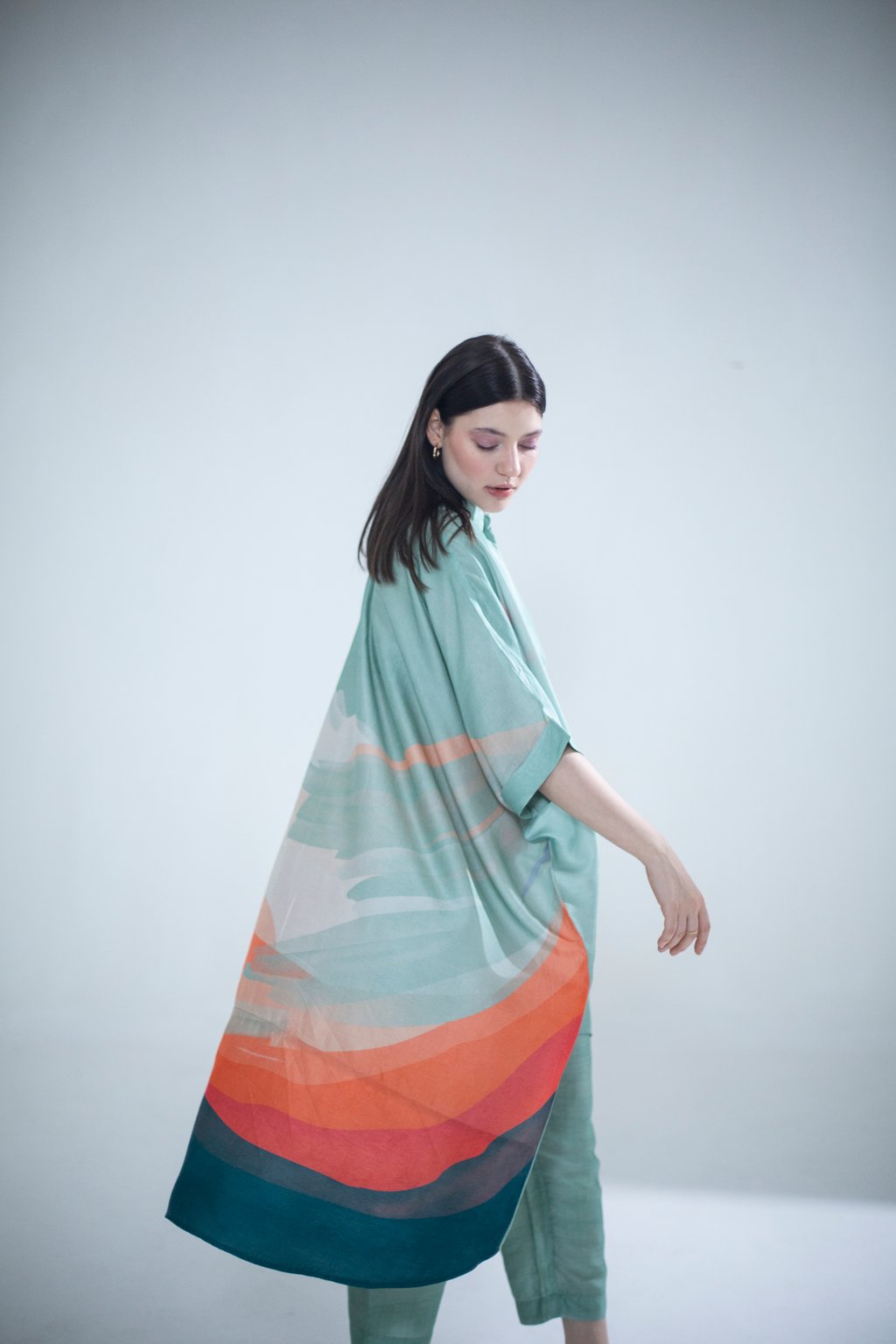 Deep Turquoise High Low Kaftan Set