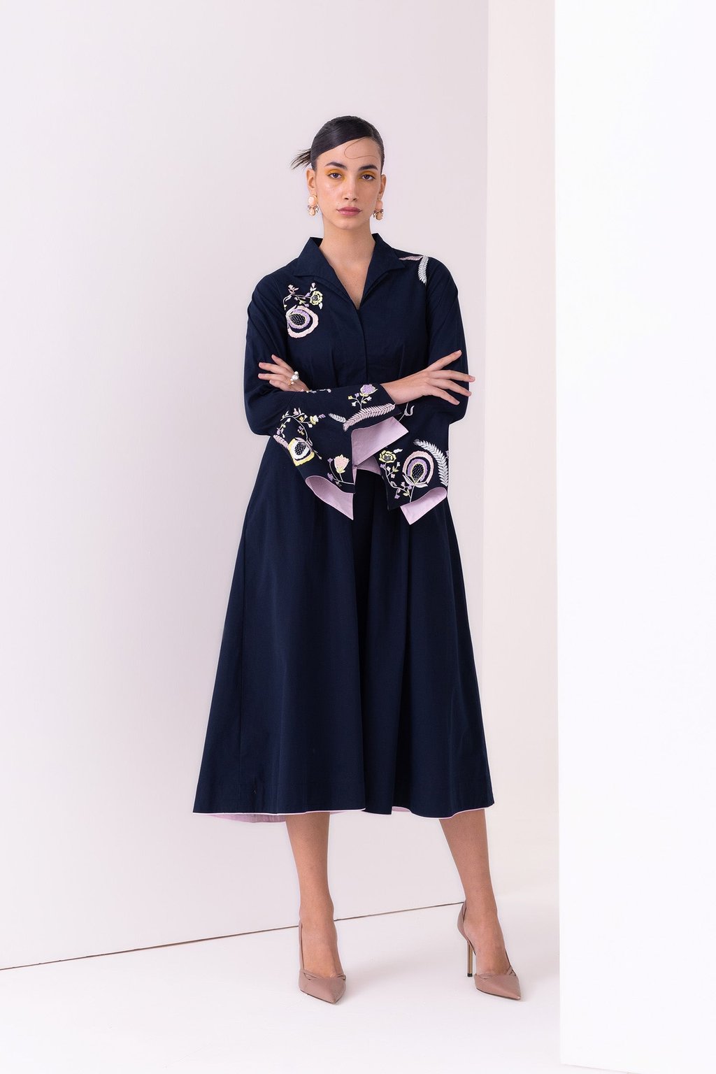Paloma Dress Midi Navy