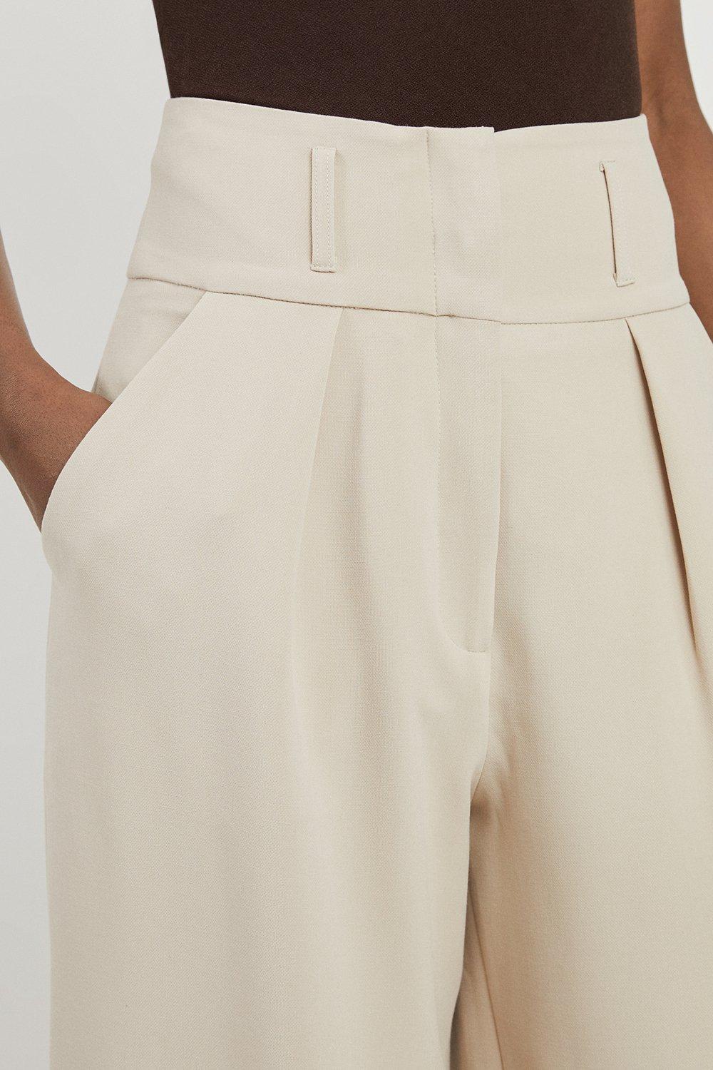 Tailored High Waisted Pleated Wide Leg Trousers