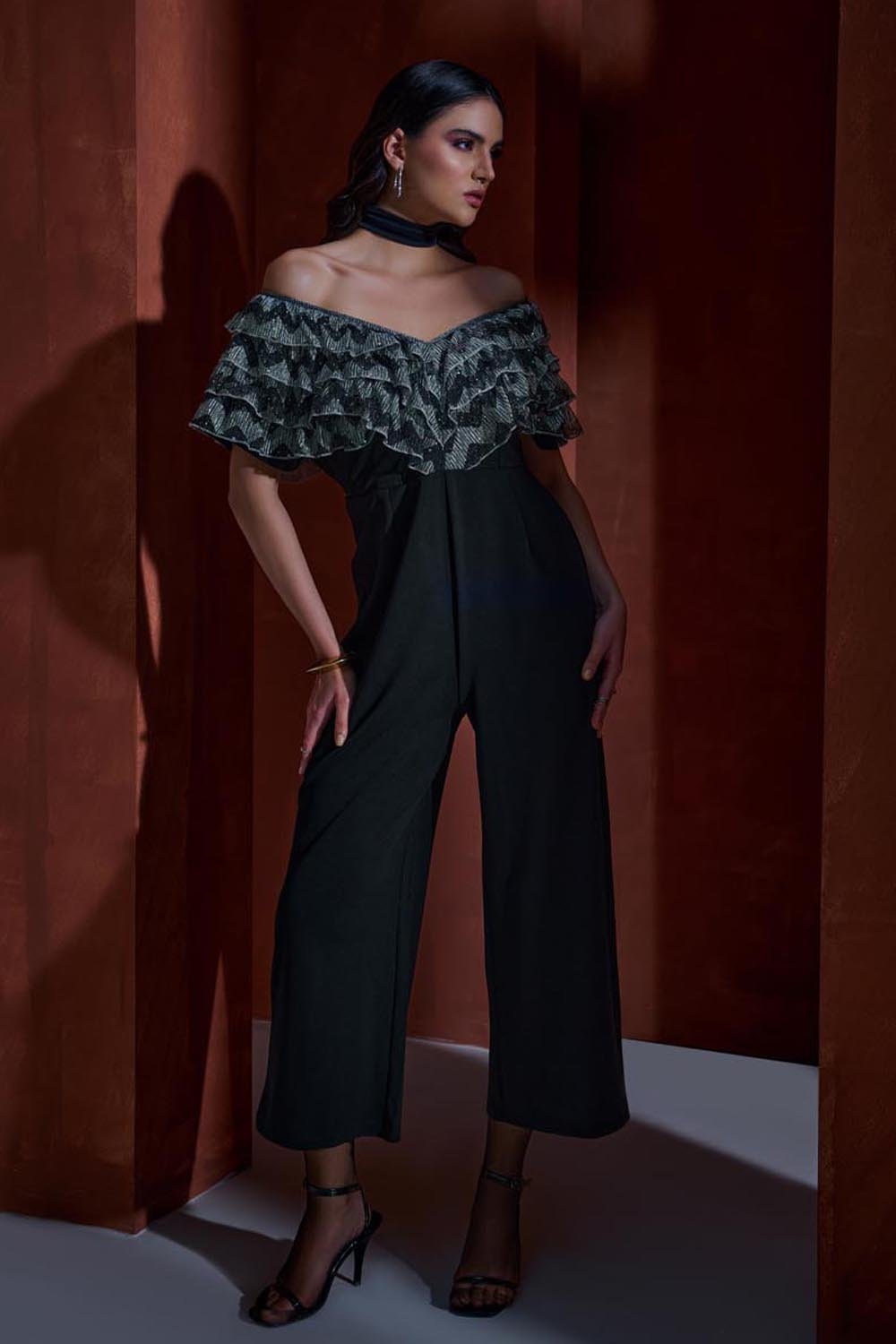 Mettalic Ruffled Jumpsuit