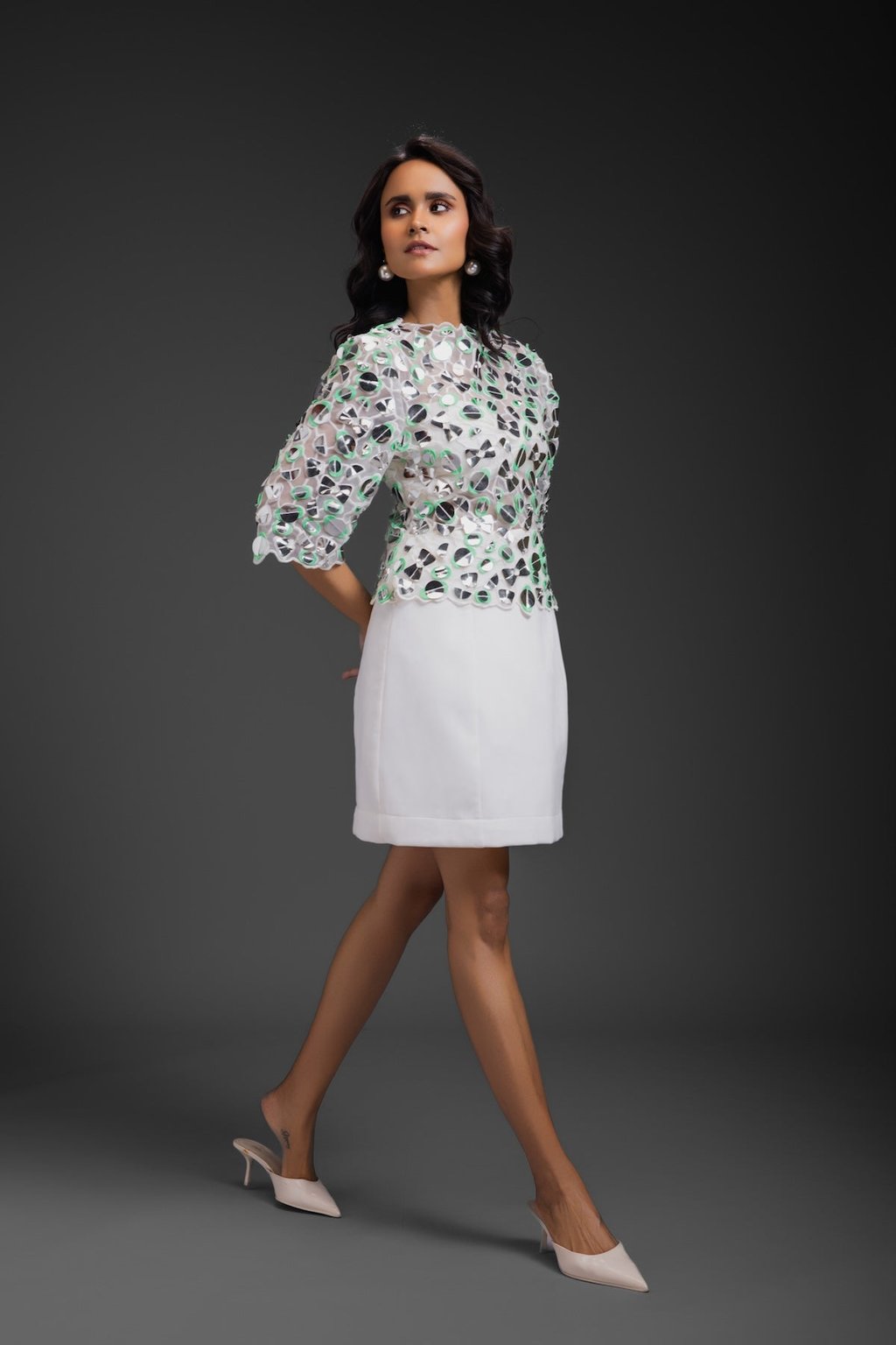 Dress with Neon Metallic Detail