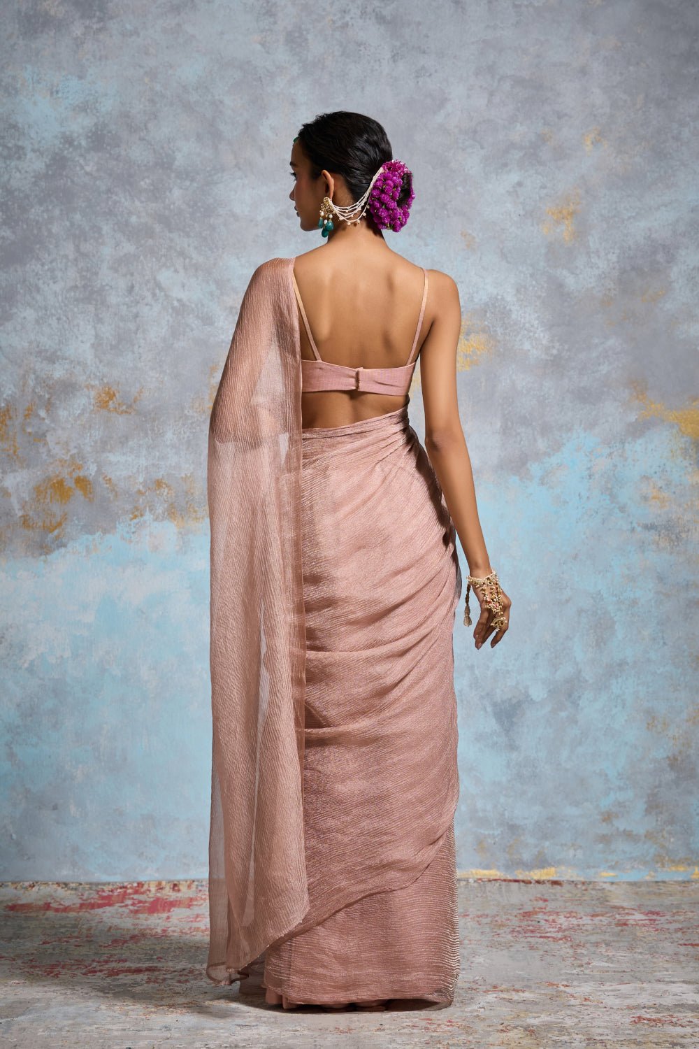 Tisya Tissue Pastel Peach Sarees