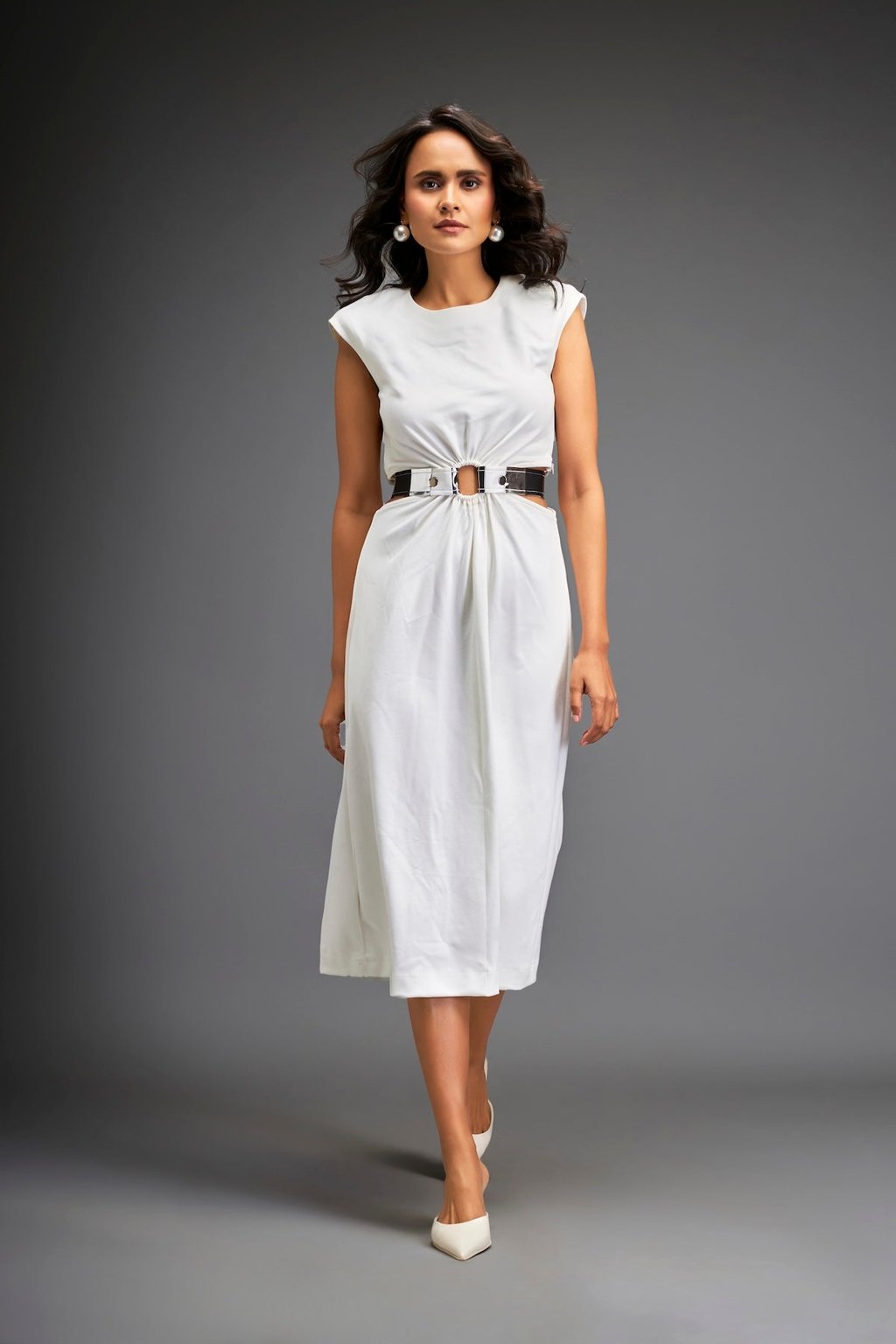 Waist Cut Out Dress Comes with Belt
